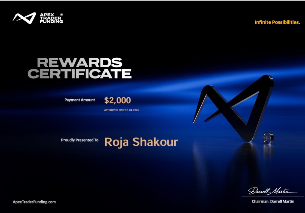 Apex Trader Funding rewards payout $2,000 — Roja Shakour